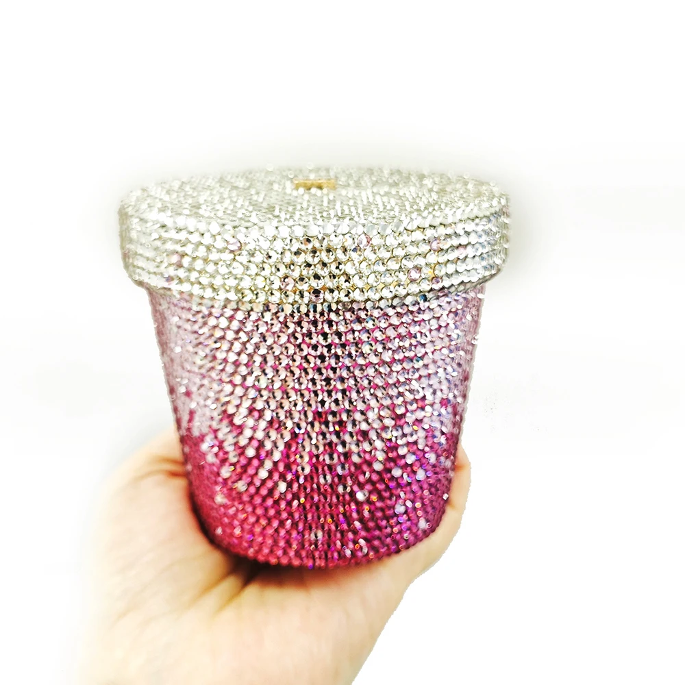 

WHTUOHENG Full Little Diamond Cupcake Purse Minaudiere Crystal Gala Bag Bling Rhinestone Evening Clutch Dinner Cocktail Handbags