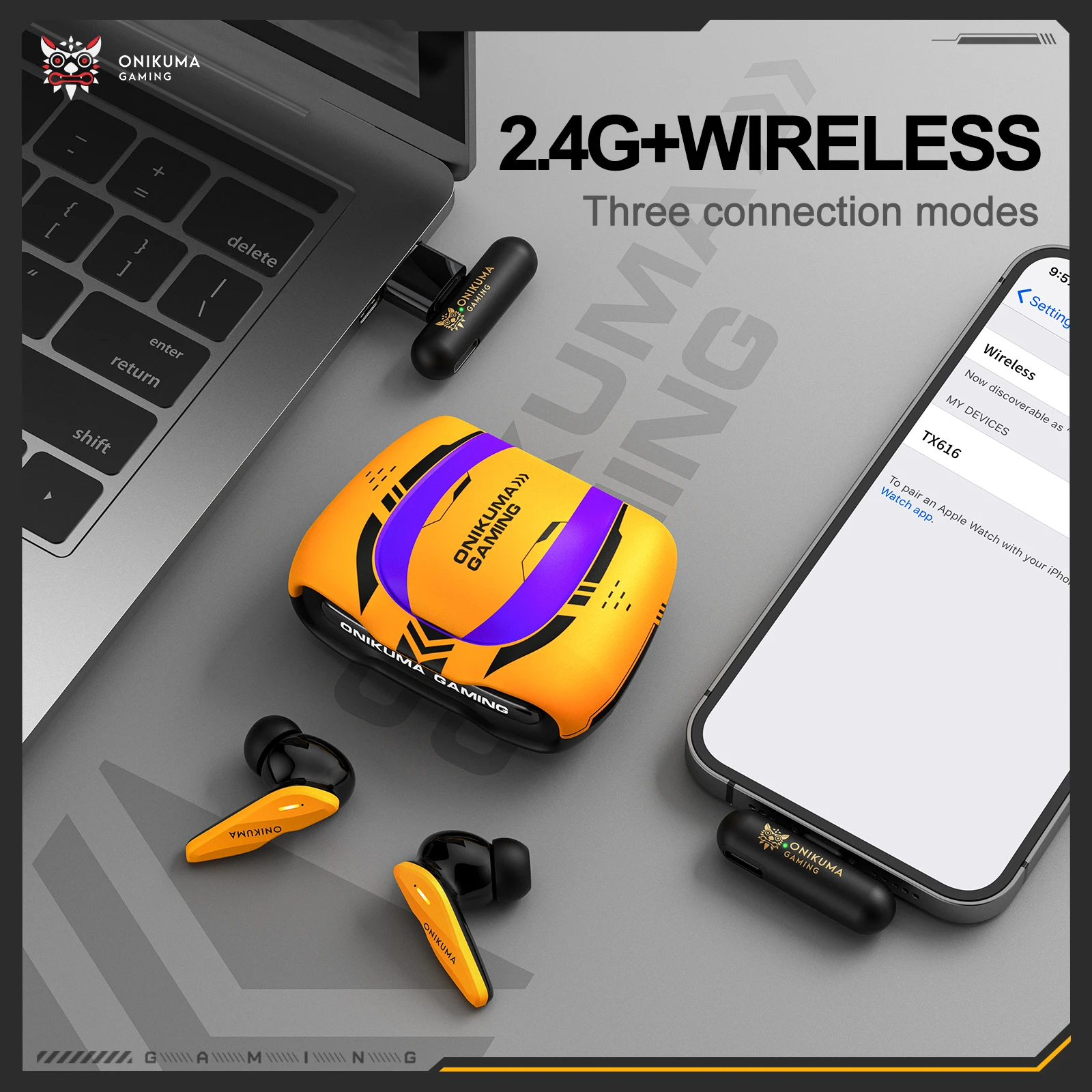 ‌ONIKUMA TX616 Dual-Mic Noise Reduction Earbuds with Tri-Mode