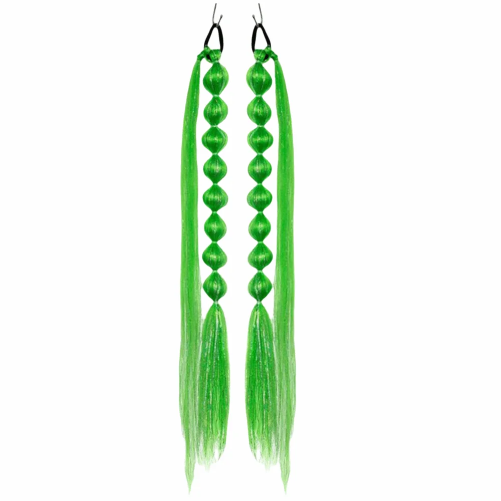 2pcs Laser Bubble Braided Hair Long Lantern Bubble Bright Silk Mixed Synthetic Hair Extension Braids with Hair Tie