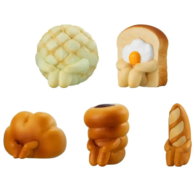 Japanese Genuine Gacha Scale Model Waiting for Bread in A Daze Fried Eggs Toast Baguette Melon Bun Action Figure Toys