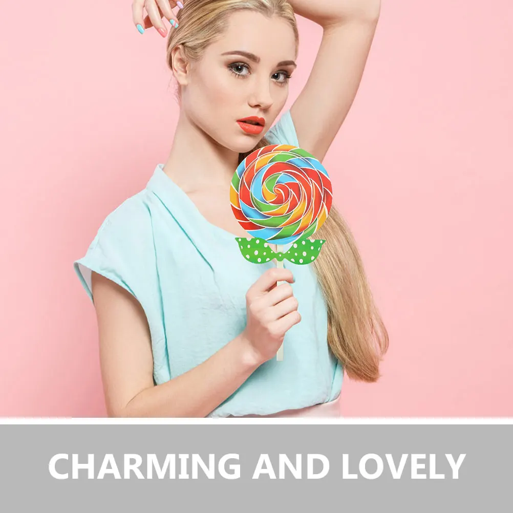 

1pcs Lollipop Props 12CM Double-sided Rainbow Design Photo Fake Lollipop Simulation Model Party Candy Decorations Birthday Scene