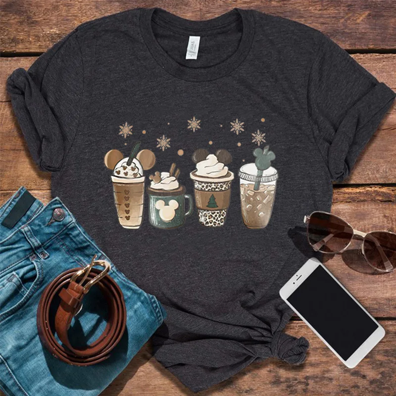 Christmas Coffee Shirt Coffee T-shirts Women Clothes Christmas Tshirts Casual Christmas Tea Coffee Tops Aesthetic