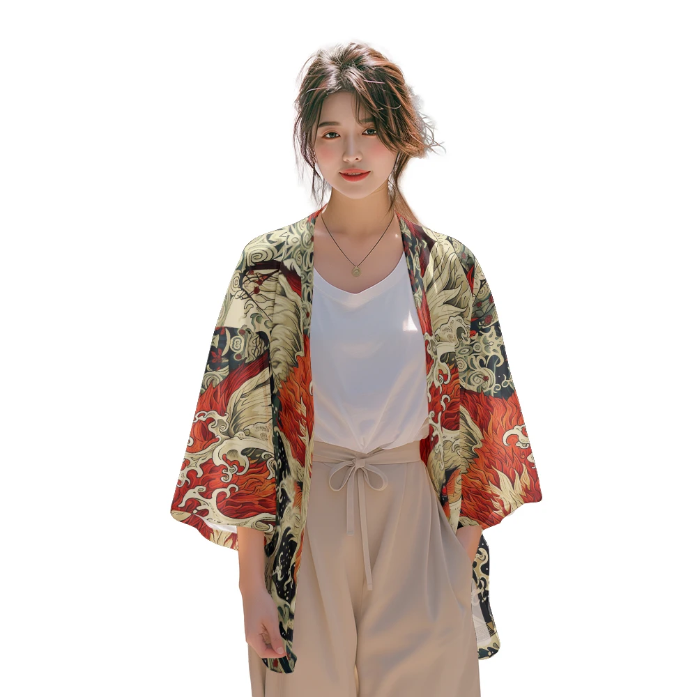 Classic Versatile Models of Fashion Design Sense of Sunset Waves Woven Dojo Men's Fashion Design Casual Kimono Men's Tops