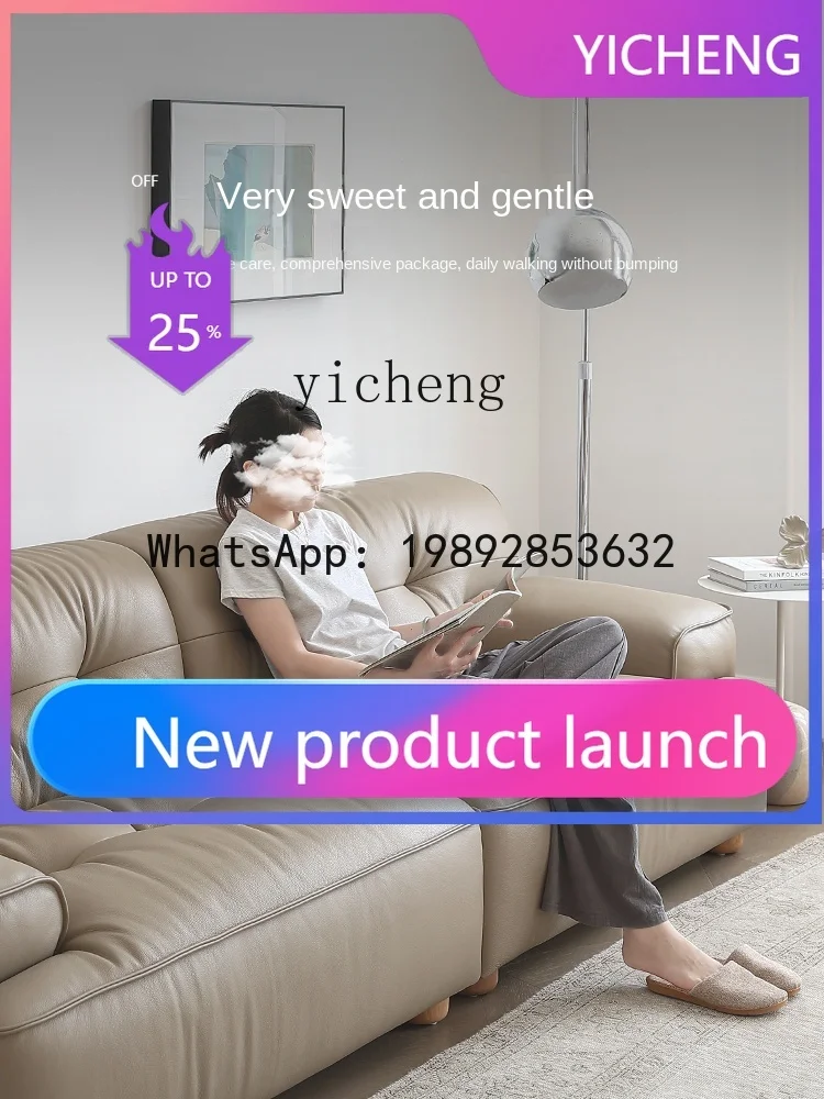 

Sofa Light Luxury Leather Sofa Minimalist Living Room Straight Top Layer Leather Sofa