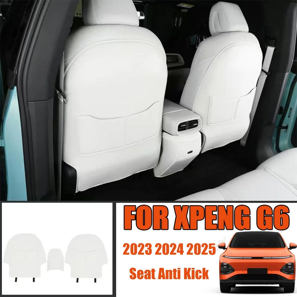 

For Xpeng G6 2025 2024 2023 2022 Leather Seat Back Kick Protector, Backseat Kick Mat Seat Cover Waterproof Armrest Box Anti Kick