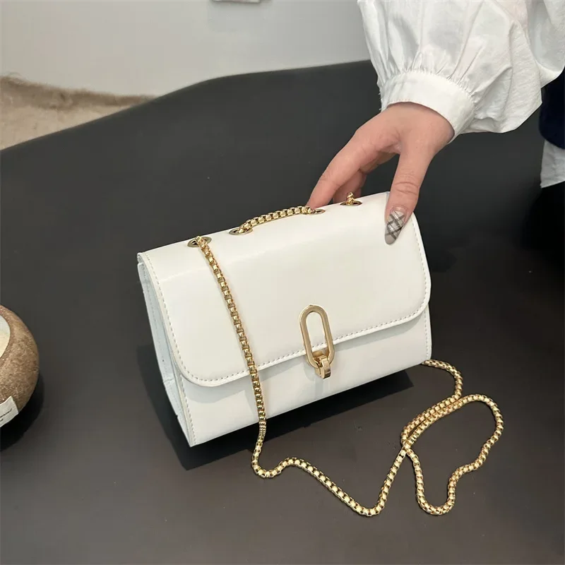 Textured small square bag fashionable solid color simple shoulder messenger bag