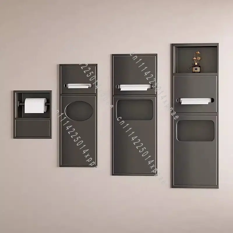 Stainless Steel Toilet Niche Embedded Toilet Hidden Trash Can Paper Towel Rack Integrated Finished Product Concealed Rack