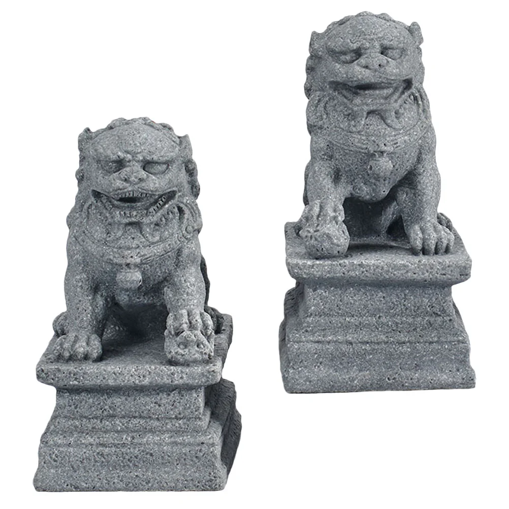 Lion Statue Feng Statues Shui Foo Guardian Dogs Mini Stone Lion Decor Chinese Style Lion Statue Desktop Feng Shui Adornment