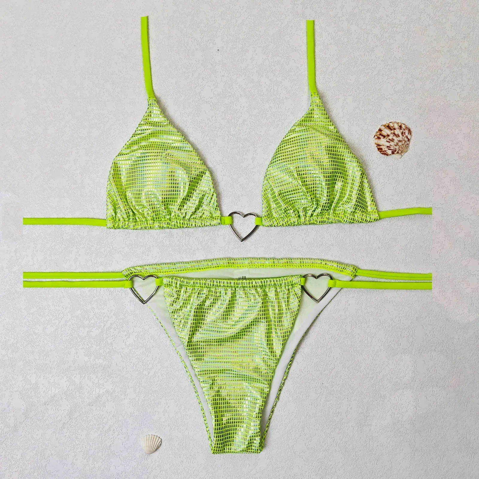 Conjunto de Bikini de verano para mujer, traje de baño brasileño para mujer, conjunto de Bikini Sexy, moda para playa, natación, traje de baño brillante con realce para mujer