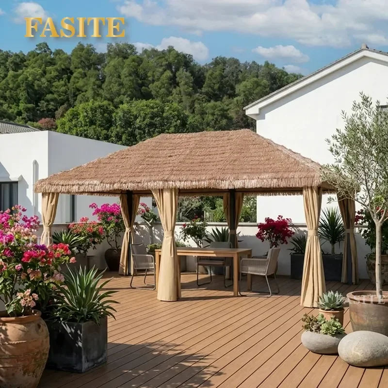 For Farm Agritainment Outdoor Thatched Pavilion B&B Courtyard Simulation Straw Shed Commercial Stall Decorative Gazebo
