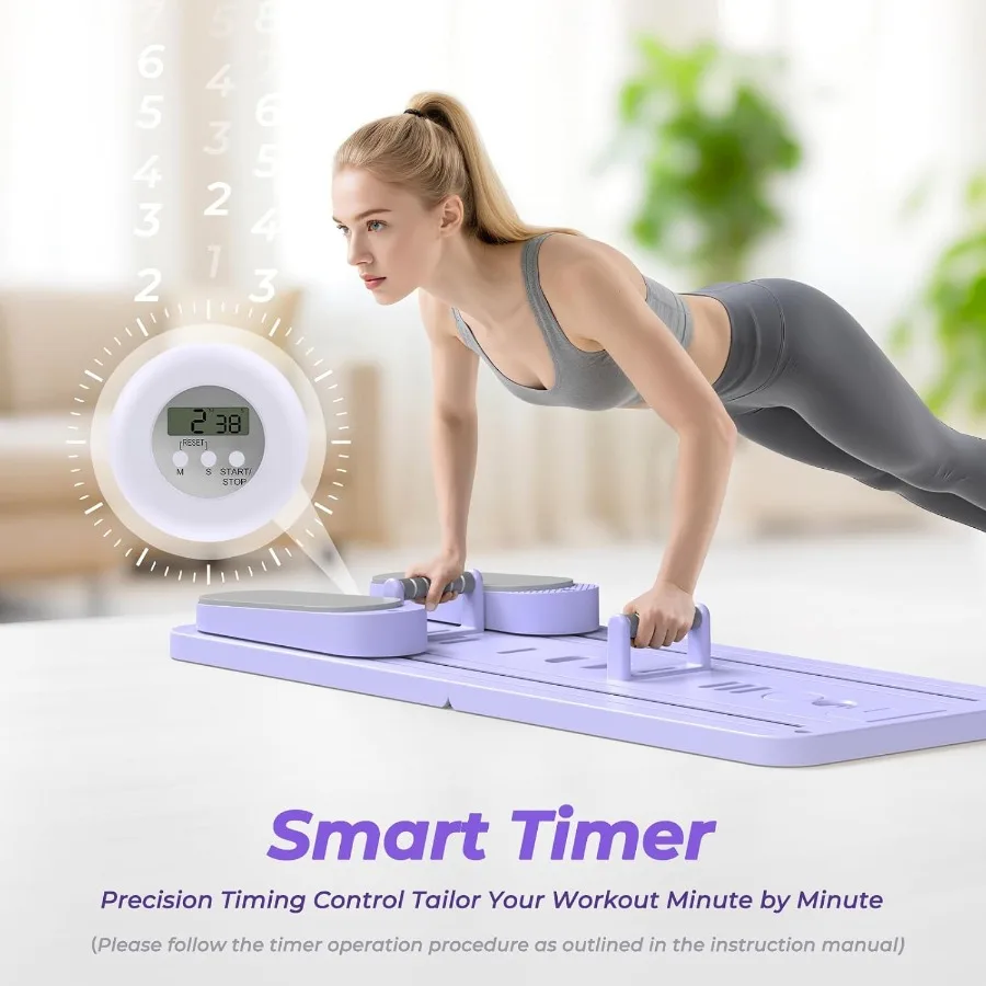 Multifunctional Pilates Board Pilates Reformer Sets 7-in-1 Foldable Pilates Reformer Machine for Home Workout with Timer Phone view 5