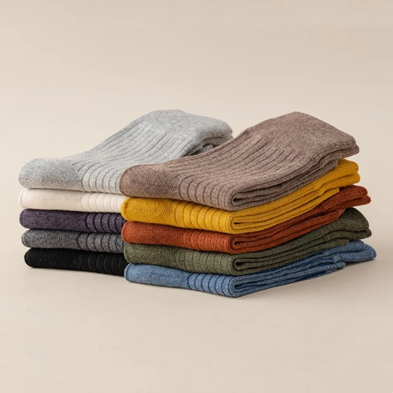 1/3/5 Pairs Women‘s Ribbed Mid-Calf Socks Forest Retro Cotton Athletic Comfort Casual Socks EU 34-39 US 4-8
