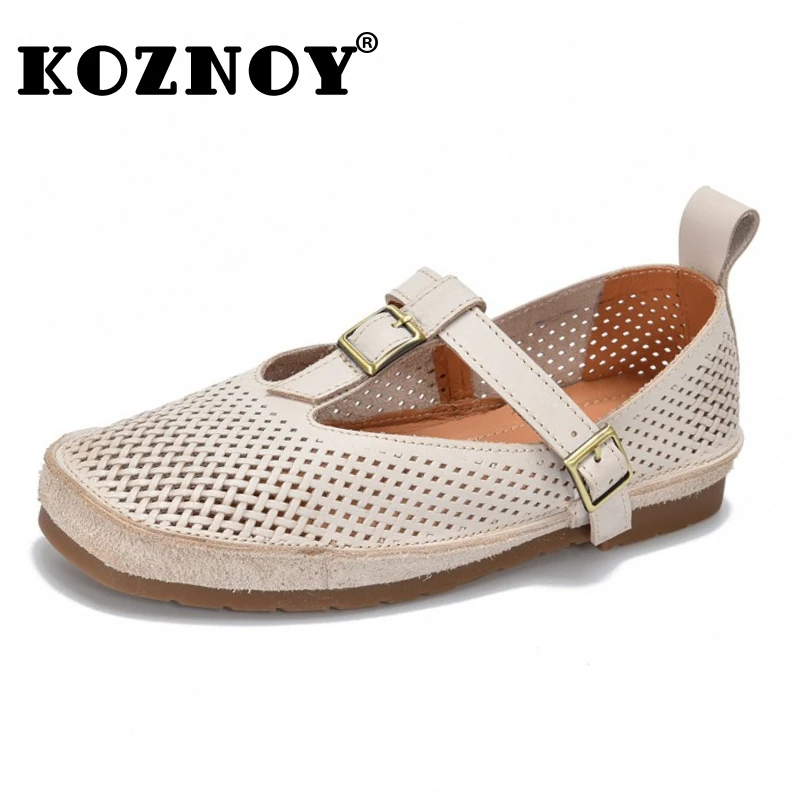 

Koznoy 1,5 см этнические коровьи замшевые сандалии из натуральной кожи, полые сандалии, шлепанцы, летние оксфорды на плоской подошве, удобная женская обувь для отдыха на полой подошве