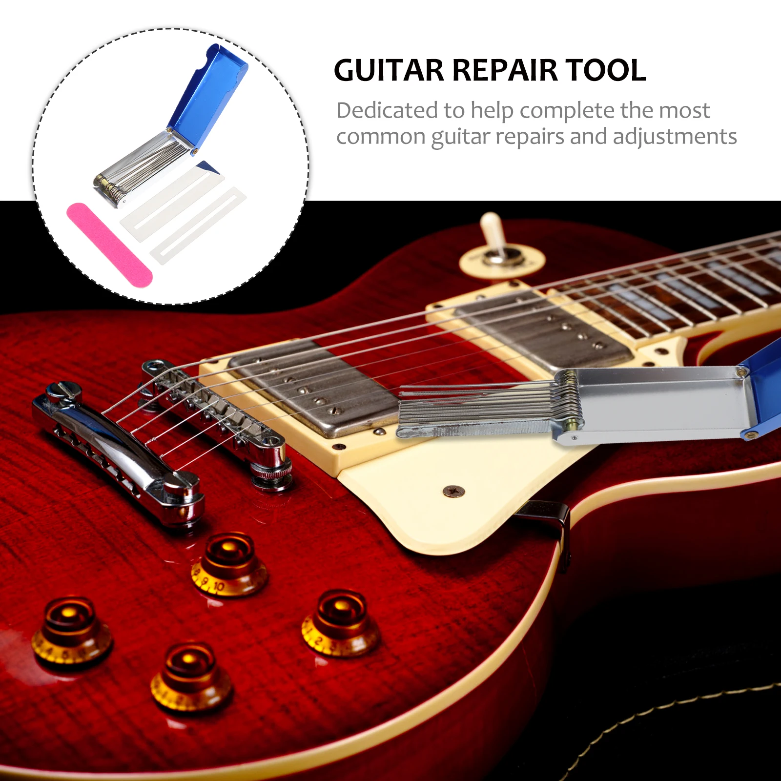 

1 set 1 Set Guitar Repair Tool Kit With Assorted Color Fret Files Sanding Polishing Tools For Guitar Maintenance Cleaning