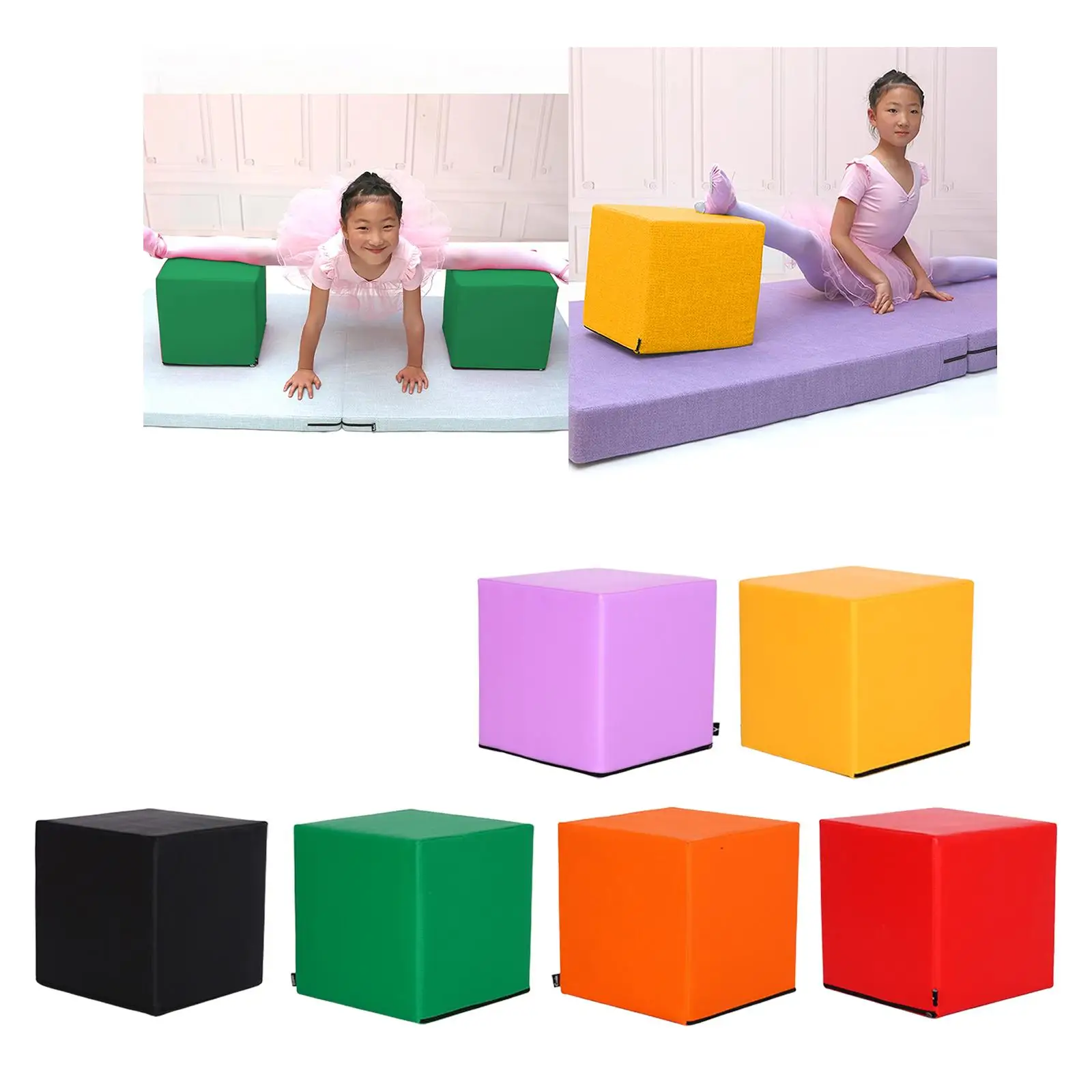 Yoga Cube Stool Square Ottoman Sofa Bench Home Seating Yoga Brick Chair for Pilates Workout Dressing Stretching Home Gym