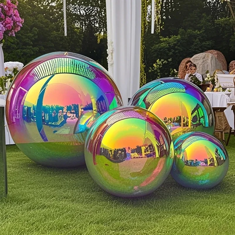 

Iridescent Inflatable Mirror Ball Big Shiny Balls Airtight Giant Mirror Balloon Large PVC Sealed Sphere For Wedding Decoration