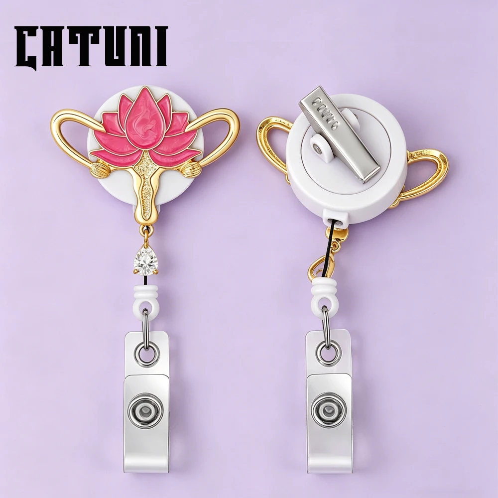 2026 New Medical Uterus & Lotus Flower Badge Reel Retractable Id Card Holder Ob Gyn Nurse Student Medical Exquisite Gift