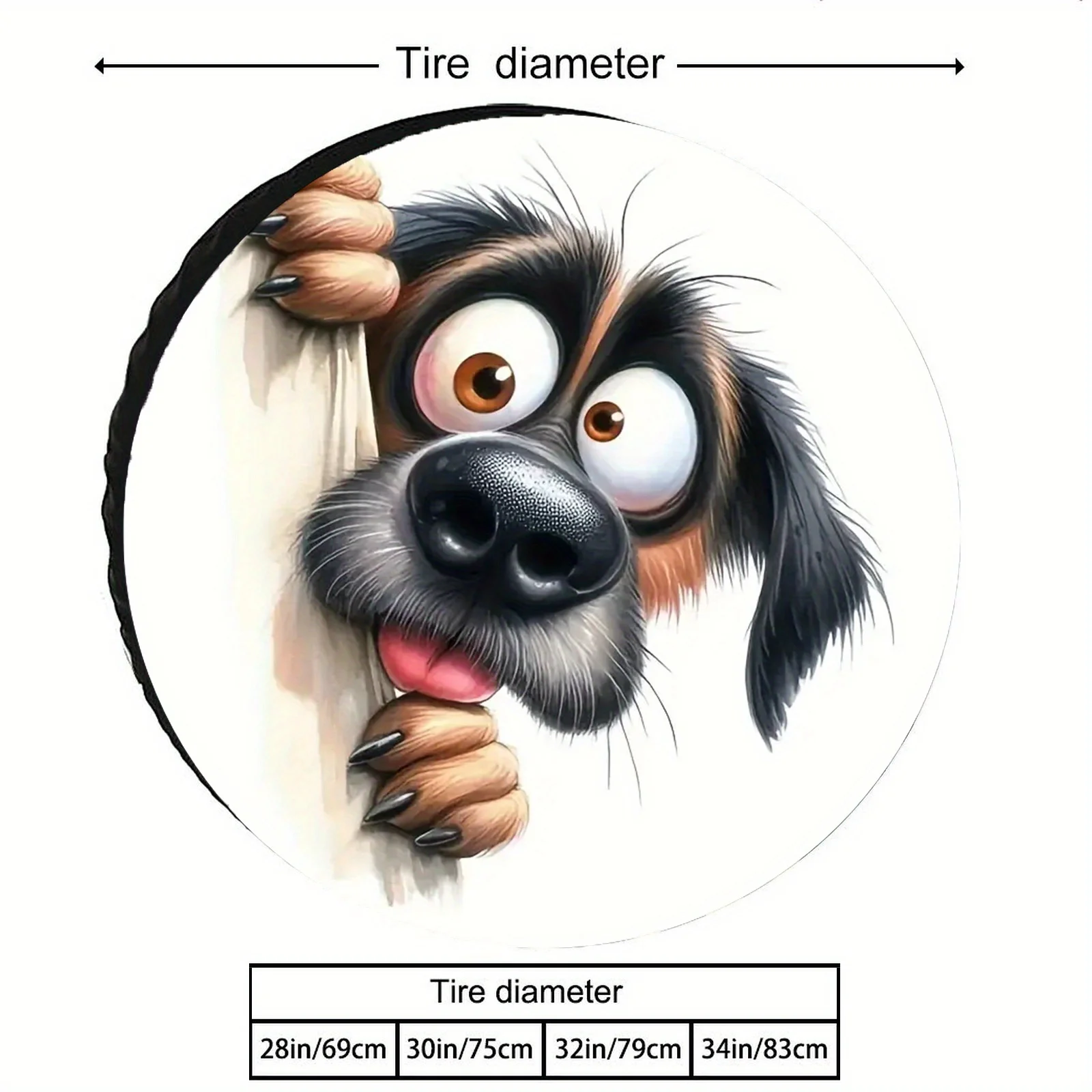 1pc Of Abstract Dog Pattern Spare Tire Cover, Made Of Polyester Material, UV And Dust Resistant, Suitable For Trailers, RVs, Car