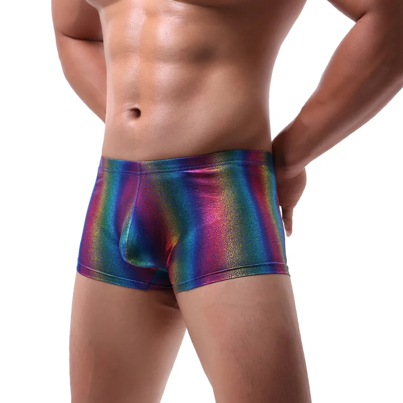 Rainbow Boxer Briefs Men Low Rise Nylon Fashionable Underwear