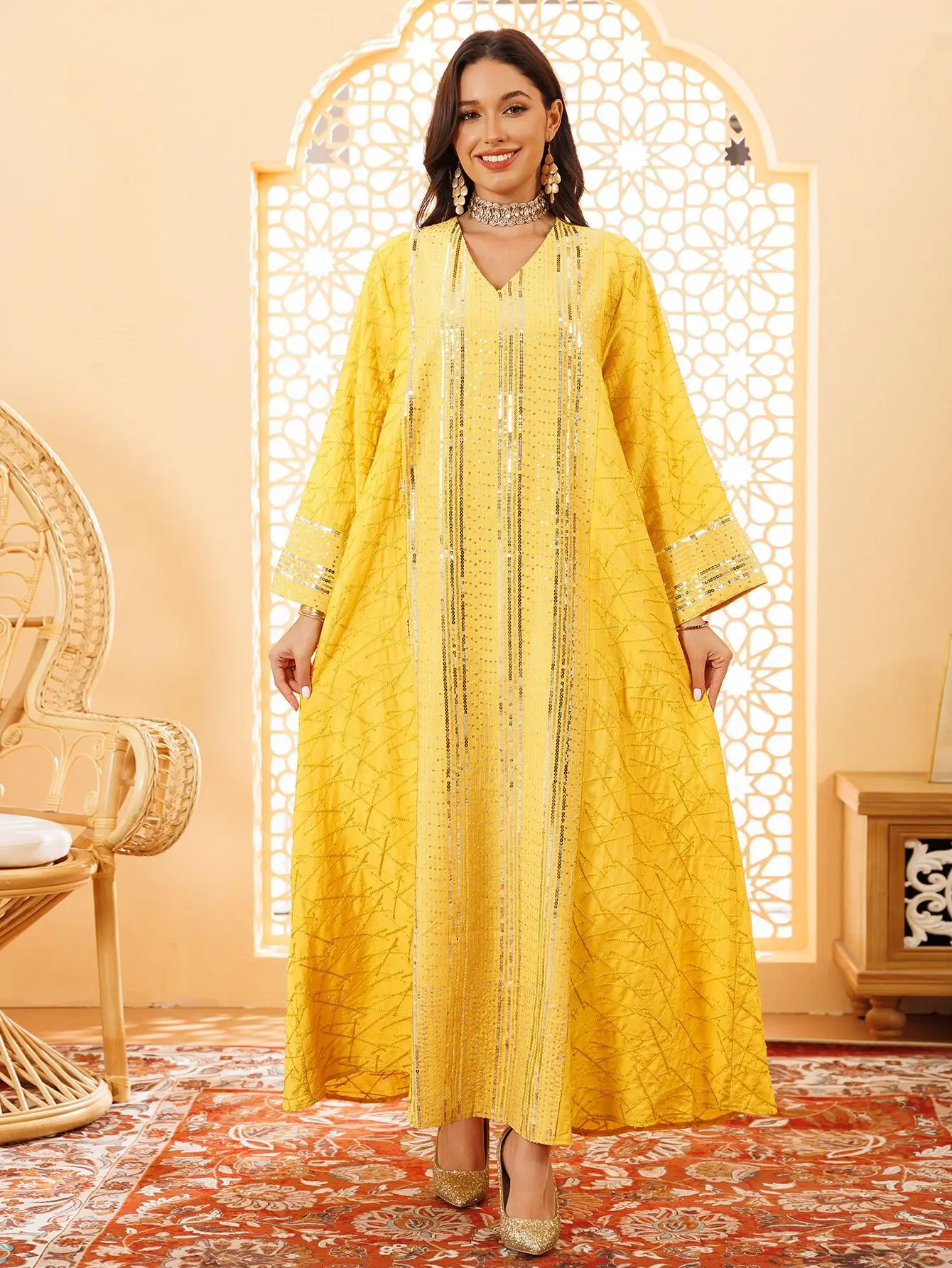 

Eid Abaya Woman Muslim Sequin Maxi Evening Party Dress Ramadan Turkey Kaftan Femme Musulmane Robe Islam Jalabiya Dubai Vestidos