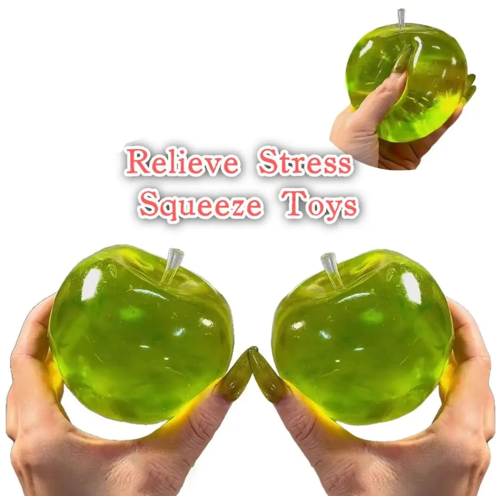 ลูกบอลบีบคลายเครียด รูปทรงแอปเปิ้ลสีเขียว ทำมือ บีบแล้วคืนรูปช้า ของเล่นบีบผลไม้ ของเล่นตลกเหมือนจริง ของเล่นแปลกใหม่ ของเล่นผ่อนคลาย