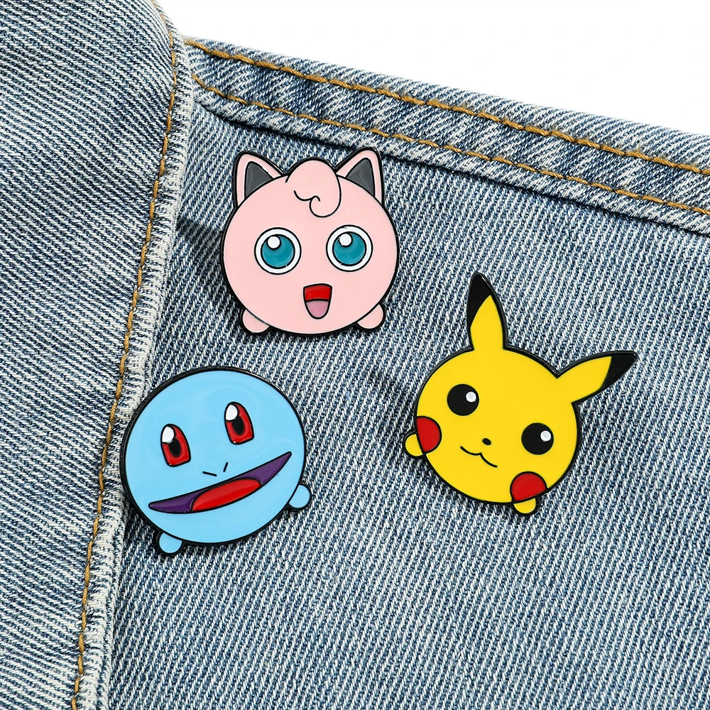 Anime Enamel Pin Funny Cartoon Figure Pikachu Squirtle Bulbasaur Metal Badge Brooch Kawaii Jewelry Accessories Gifts