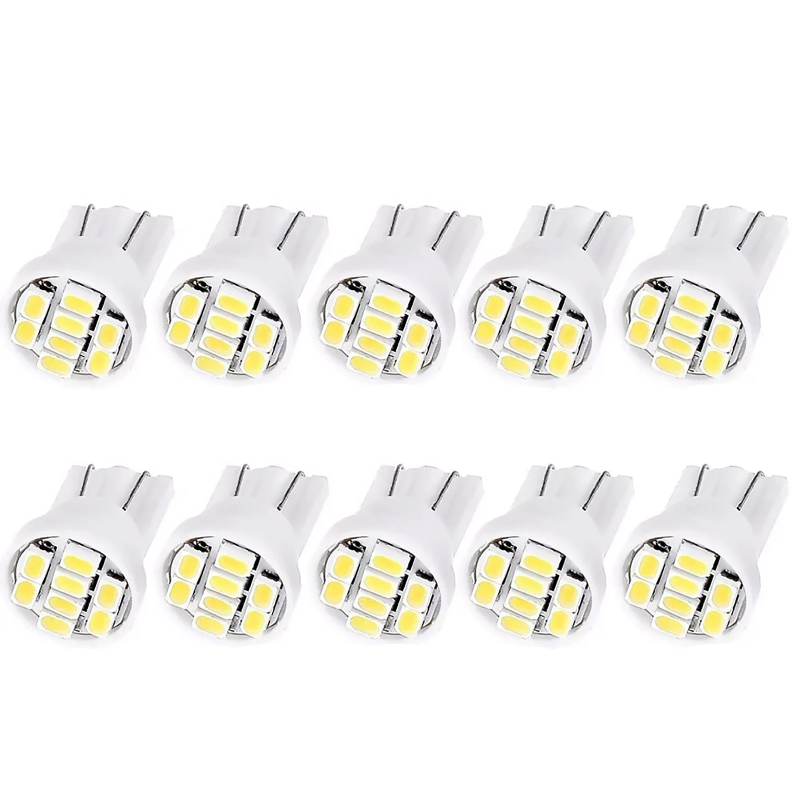 10Pcs/Set T10 8 SMD White LED Bulbs For Instrument Panel Light License Plate Lights Door Edge Light DC 12V Car Auto Accessories