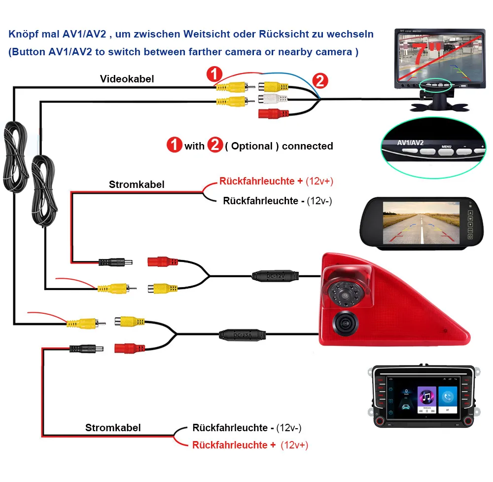 Dual Sensor Reversing Camera for Nissan NV400 X62 X62B Kasten/Renault Master 3 JV FV Van Bus Third brake light OEM 150283012