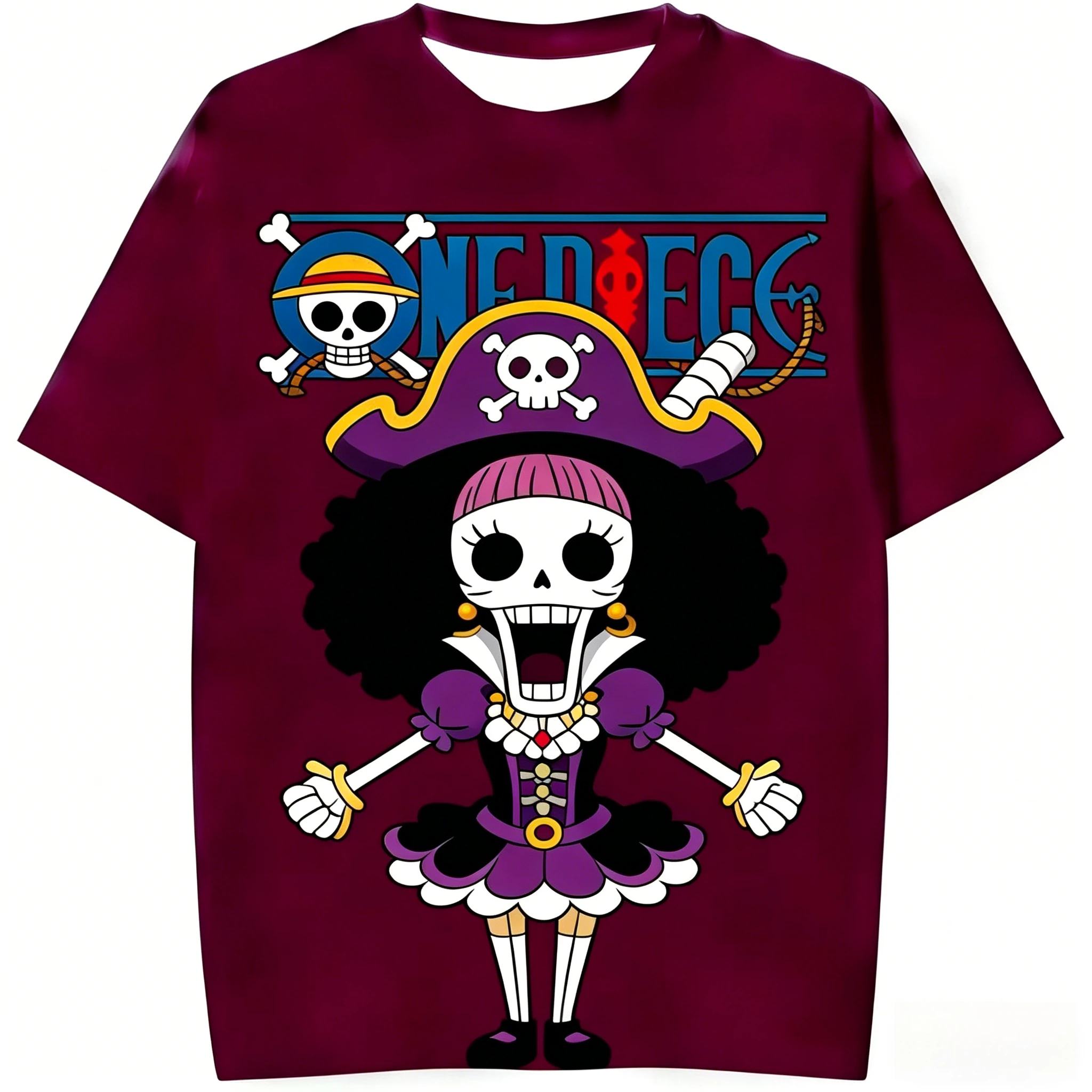 2026 Summer One Piece Luffy Retro Cosplay T-shirt Men's Oversized 3D Printed Short-sleeved Family Unisex Children's Sports Shirt