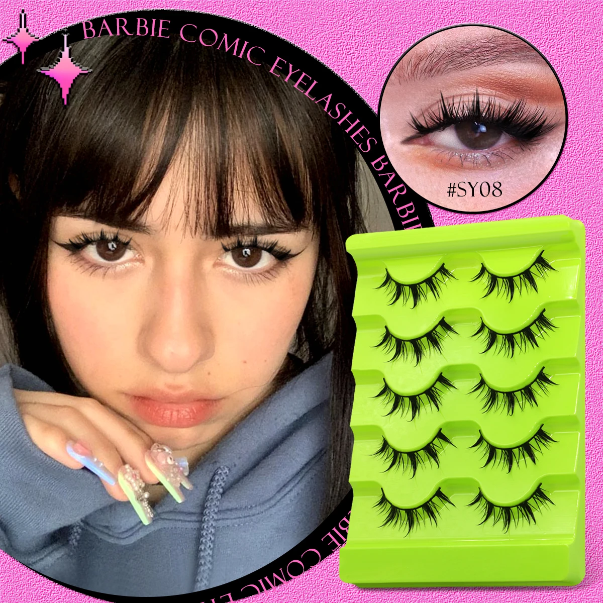 湿度-自然なミンクの髪で作られた3Dつけまつげ,5ペア