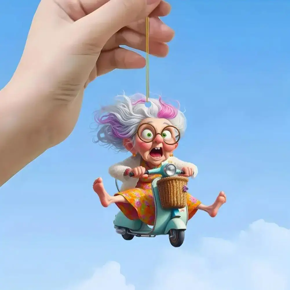 

Car Pendant Plush Toy Car Decorative Pendants 2D Rearview Hanging Mirror Woman Old Lady Car Pendant Cartoon V6W9