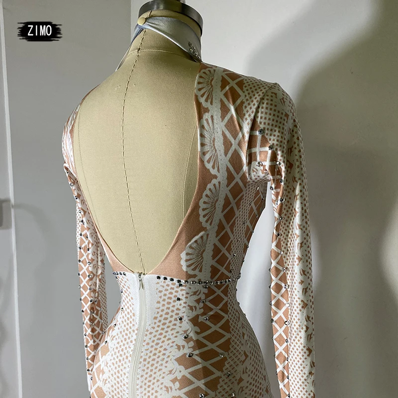 moda biała sukienka bez pleców seksowna impreza klub nocny urodziny stroje ślubne dla kobiet projektant odzież do tańca na rurze drag queen