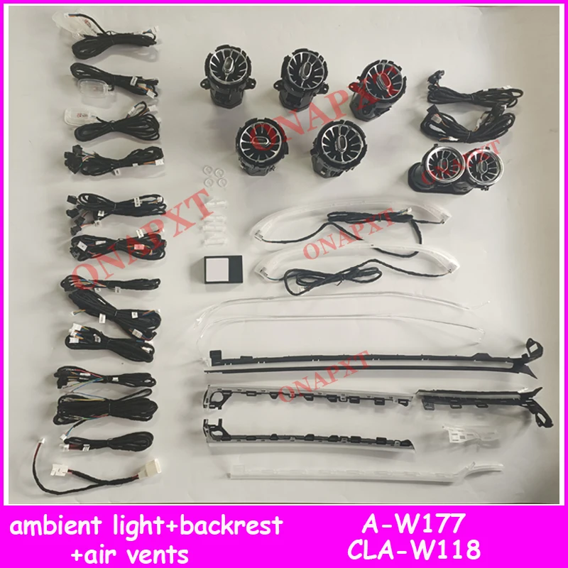 Auto 64-kleur Omgevingslicht Lamp Voor Benz A/CLA klasse Gesynchroniseerd Met Licht LED Sfeer Turbine Air vent W177 W118