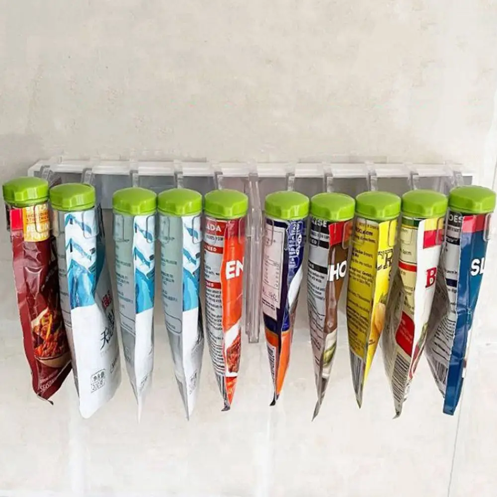 Plastic Wall-Mounted Spice Bag Storage Rack Punch-Free Hanging Seasoning Bag Holder with Hole Spice Clips Stand Spice Bag