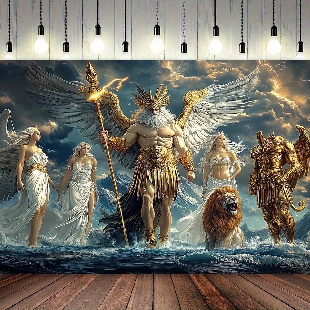 Tapisserie murale thématique mythologie grecque : Scène épique de dieux fantastiques 150x300cm