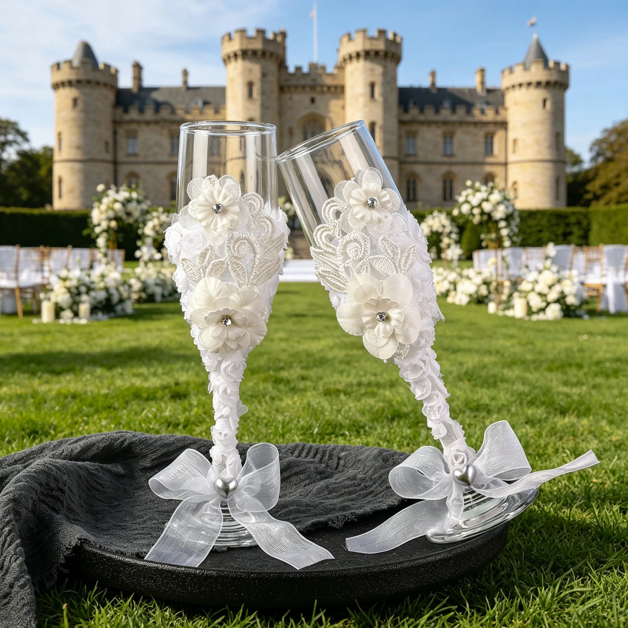 European Style Wedding Champagne Glasses Set High Foot Cup Specialized Couple Wine Glasses for Marriage Exchange And Celebration image 4