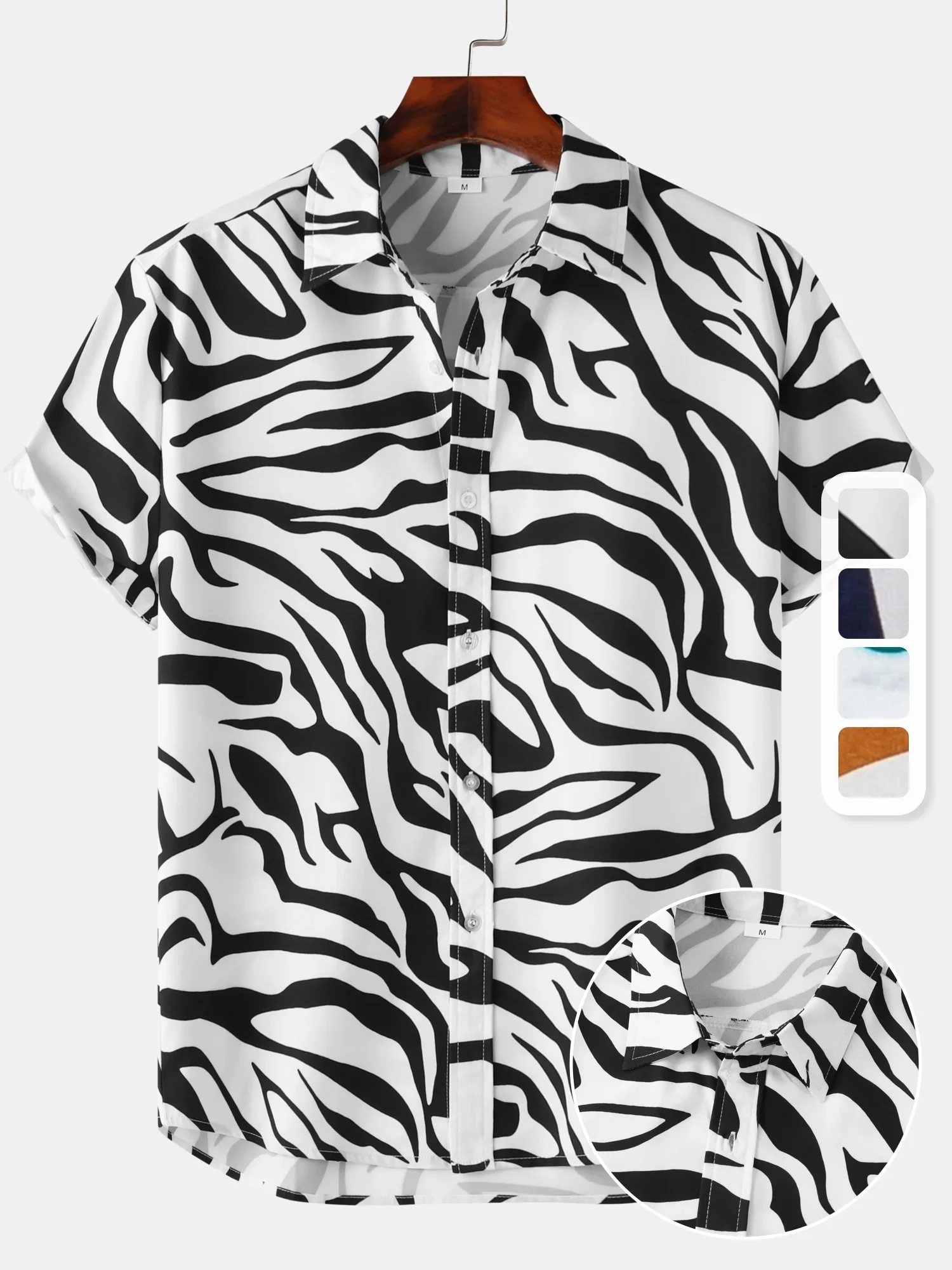 Date Holiday Casual Shirt Multi Style Men Bright Red Large White Heart All Over Print Short Sleeve Beach Top