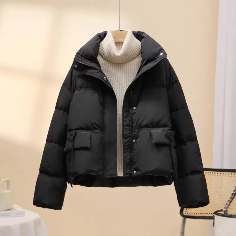 

Модная короткая белая пуховая куртка для женщин, свободный крой, зимнее пальто в корейском стиле, премиум-качество, все размеры