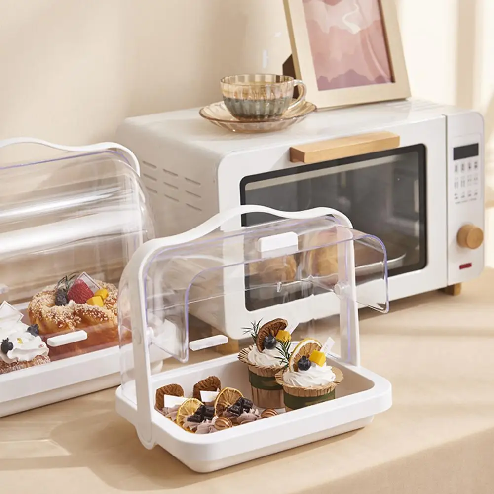 Portable Sealed Bread Storage Box Dust-proof Moisture-proof Easy to Clean Double-sided Opening Cover Transparent Bread Box