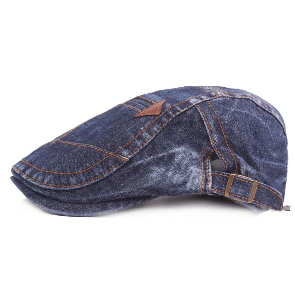 Retro Washed Finish Flat Cap Solid Color Adjustable Strap Newsboy Hat Soft Material Four Season Use Cabbie Hat Casual Wear