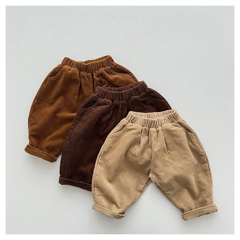 Детские брюки, весенне-осенние новые стильные повседневные свободные универсальные брюки для мальчиков и девочек, некоторые теплые брюки 2025 г.