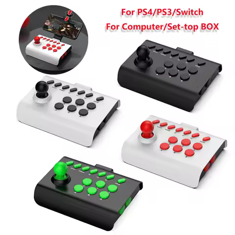 6 In1 Retro Arcade Console Game Joystick Rocker 3 Connection Modes Wireless Bluetooth Wired Fight Controller for Switch PS4 PS3