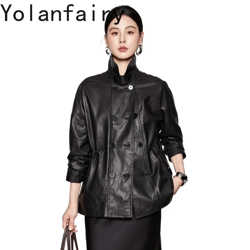 

YOLANFAIRY Super Soft 100% Real Sheepskin Genuine Leather Jacket Women 26 High-end Leather Trench Coat Woman Clothing Chaquetas