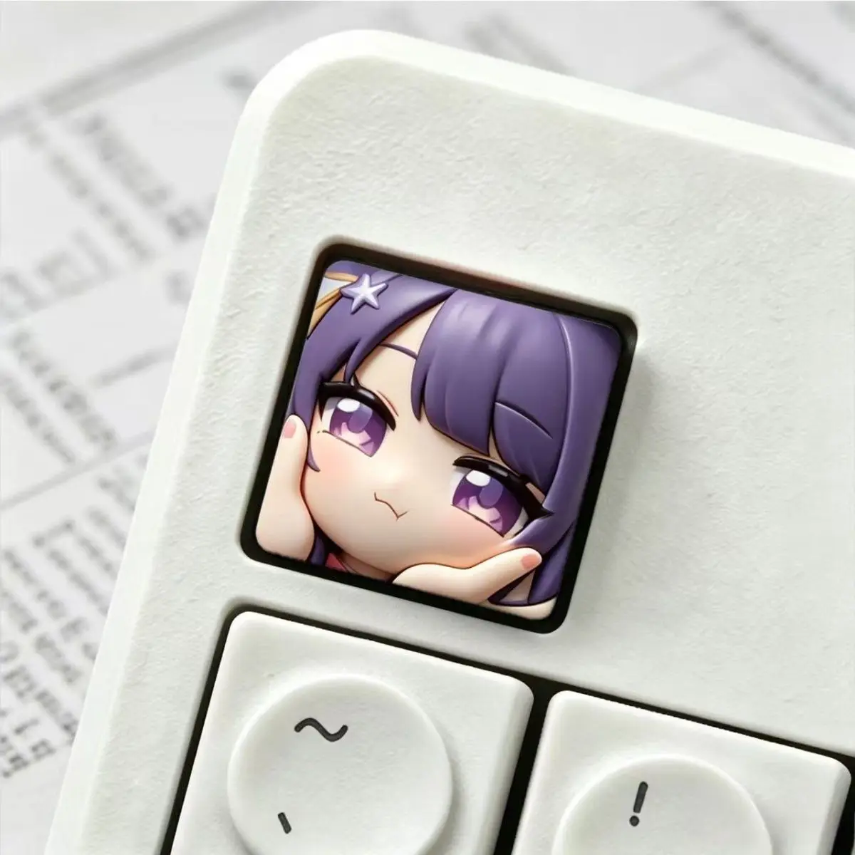 Genshin Impact Raiden Shogun Anime Cosplay 3D Embossed Resin Keycaps Profile Mechanical Keyboard Anime Keycaps Birthday Gift