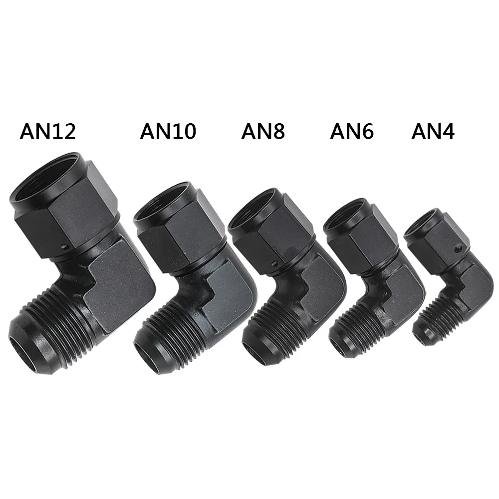 Oil Cooling Adapter Fuel Fittings Aluminum 90 Degree Connector AN4/AN6/AN8/AN10/AN12 Female Threaded Male Female Swivel Adaptor