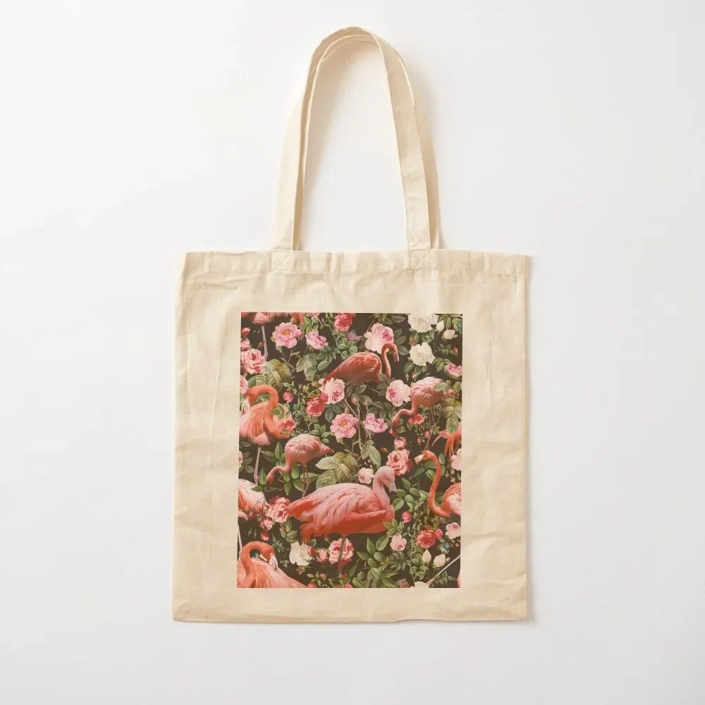 

Floral and Flamingo Pattern Tote Bag Canvas shoulder bag free delivery bags great bag