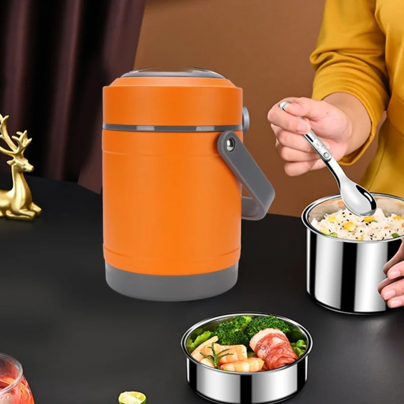 Portable Thermal Cooker Pot 2L 304 Stainless Steel Food Container Constant Temp Heat Preservation Lifting Pot