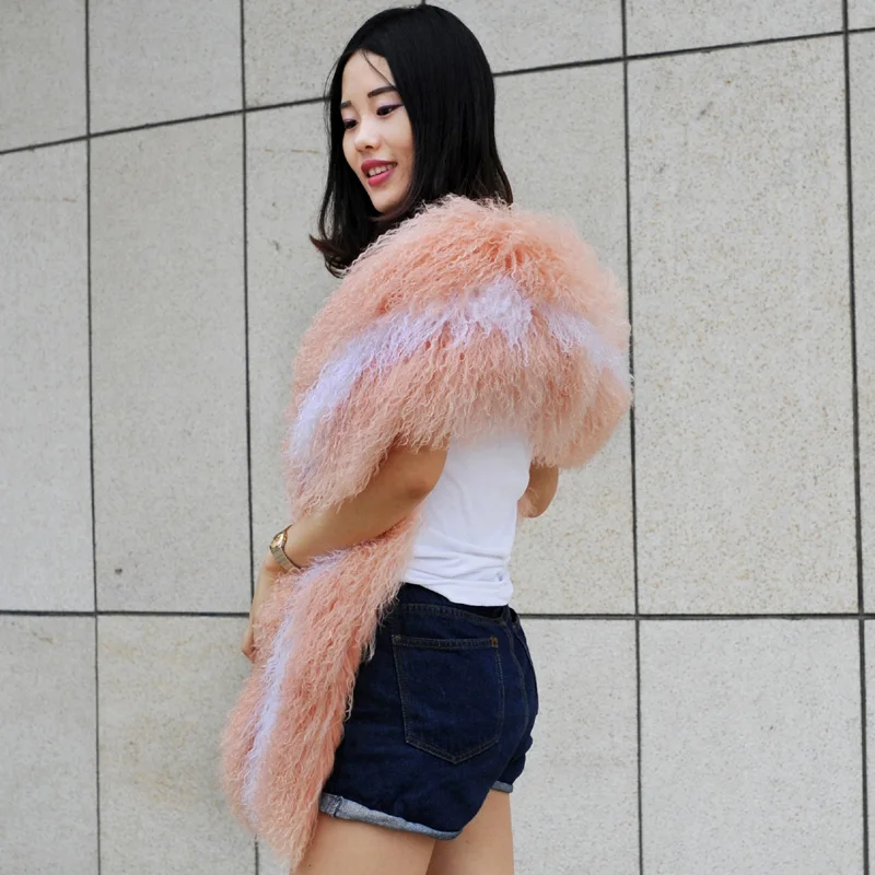 CX-S-178 أزياء المرأة الجديدة بالجملة شال كيب فرو الضأن المنغولي #6