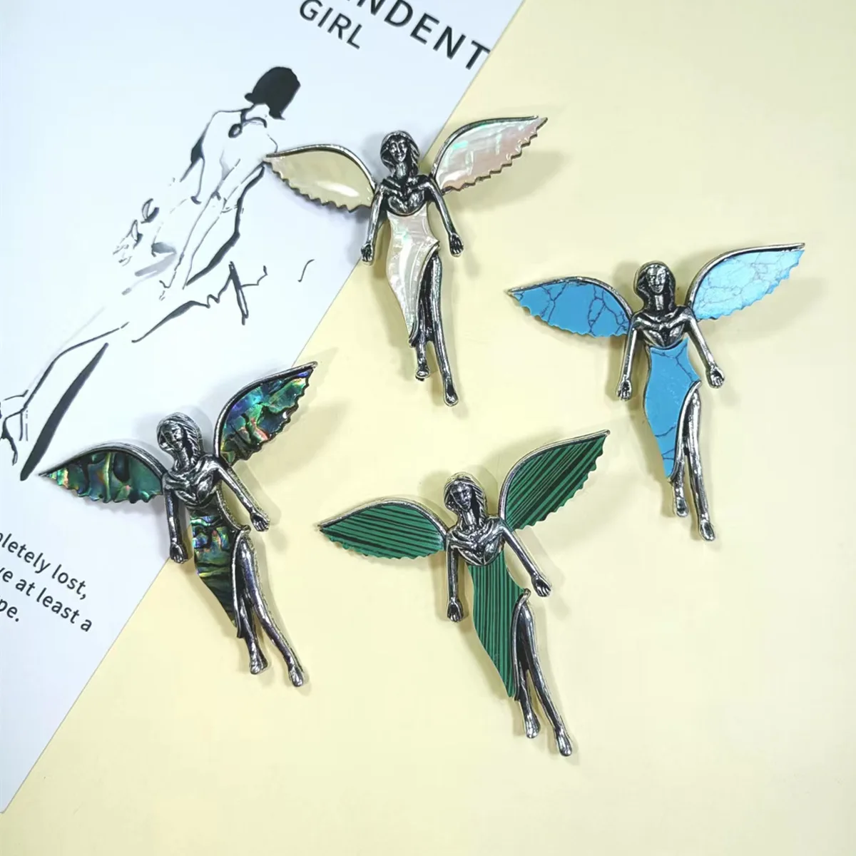 Abalone Shell Synthetic Turquoise Malachite European-style Shell Angel Diy