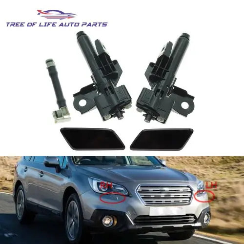 Boquilla limpiaparabrisas para faros delanteros, bomba de pulverización de limpieza de faros + tapa de cubierta para Subaru Legacy Outback BN BS B15 2015-2017 86636AL050